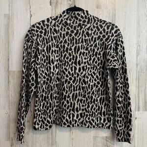 Loft Leopard Print Knit Sweater Women's Size XS Casual Fall
